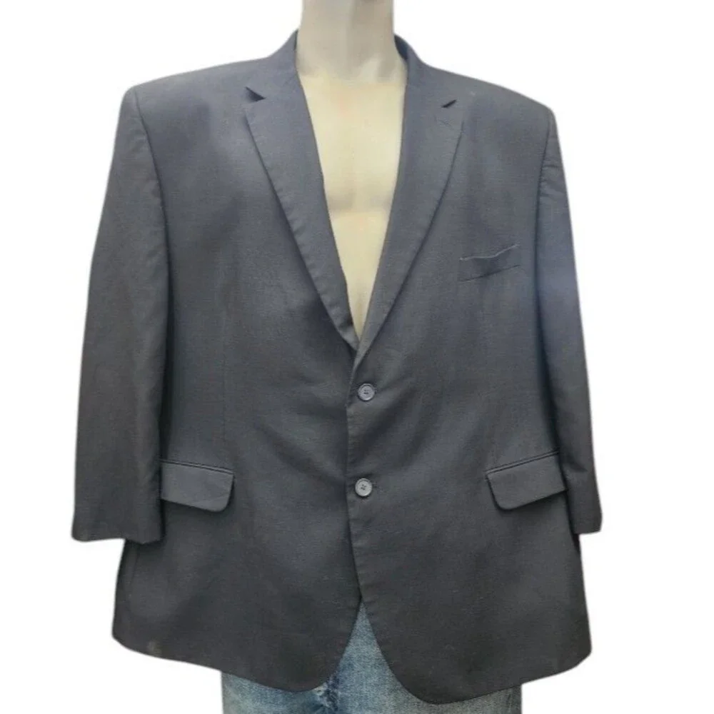 Pronto Uomo Black Suit Coat Size 56 Regular Wool/Poly Blend